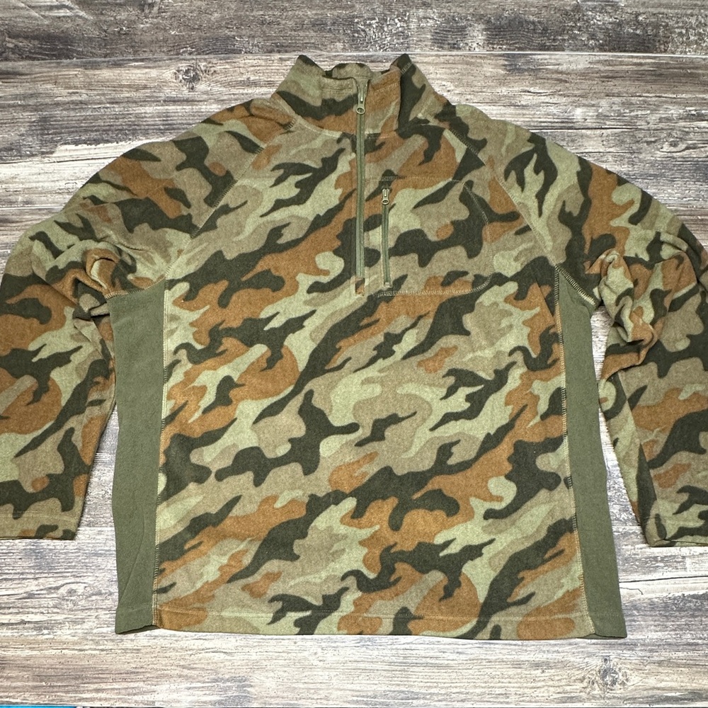 Vintage Starter Camo Fleece Quarter Zip Pullover Hunting XL